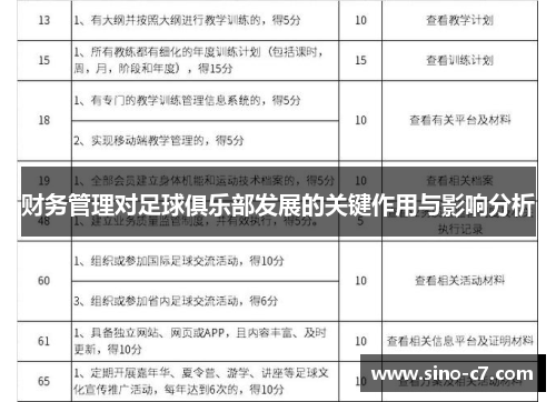 财务管理对足球俱乐部发展的关键作用与影响分析